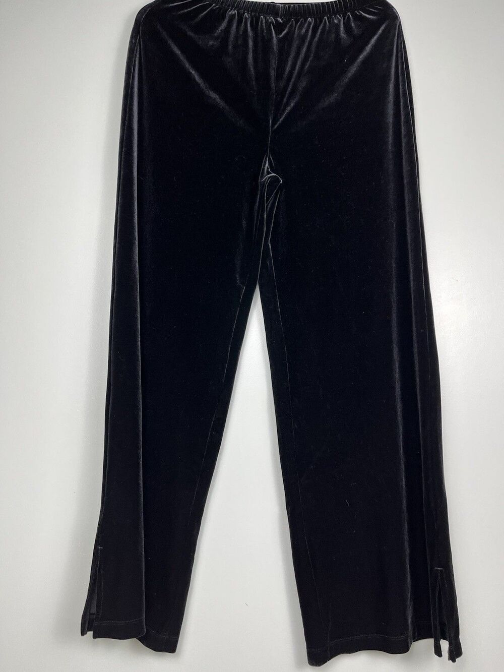 Chico's‎ Travelers Black Velvet Pants Size 1 M 8 NWOT Slit Hem Pull On Elastic